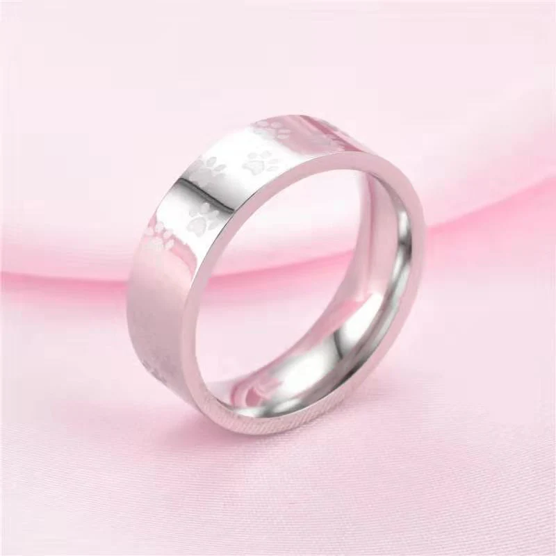 Silver Paw Print Ring for Dog Lover Memorial Dog Ring - Image 3