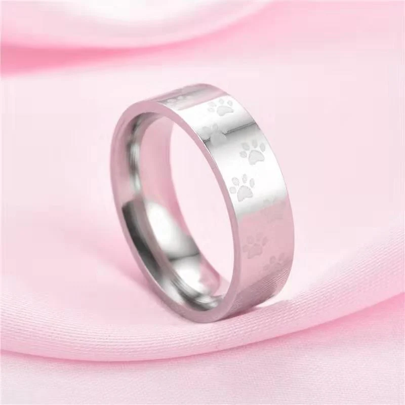 Silver Paw Print Ring for Dog Lover Memorial Dog Ring - Image 4