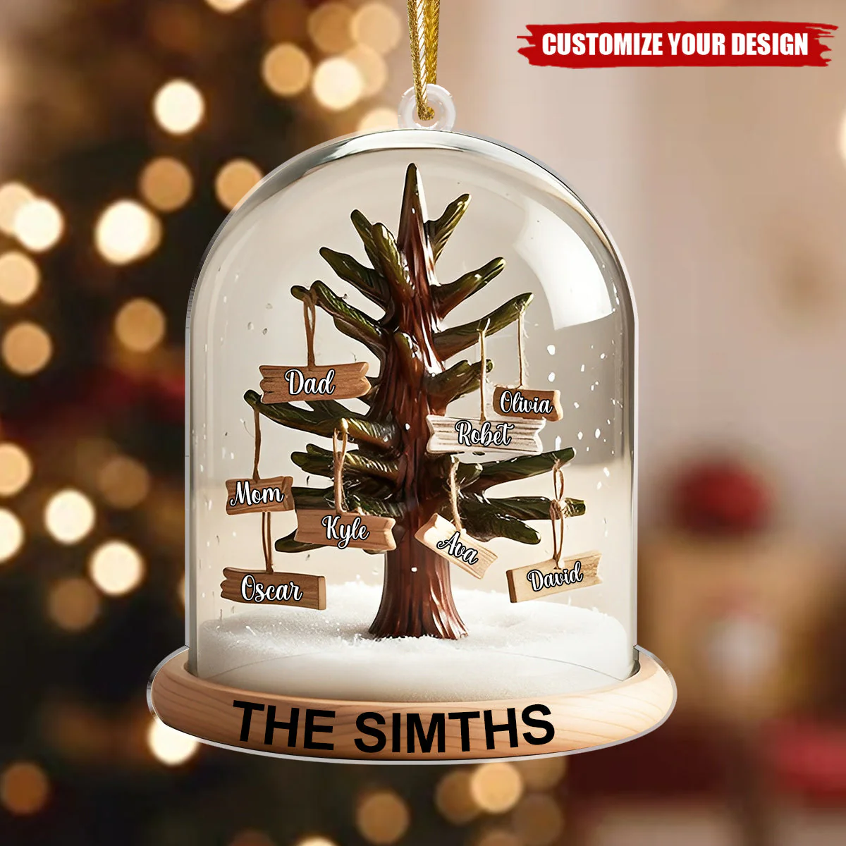 Snow & Christmas Tree-Personalized Family Name Custom Ornament - Image 2