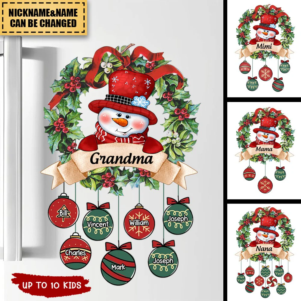 Snowman Grandma With Christmas Ball Kids Personalized Sticker - Image 3