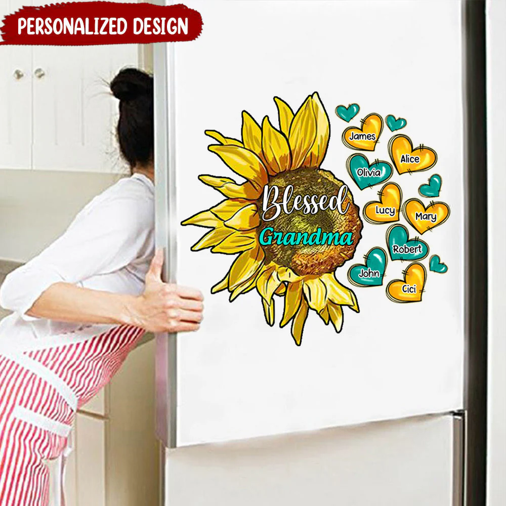 Sunflower Grandma Cute Sweetheart Grandkids -Personalized Sticker Gift - Image 3