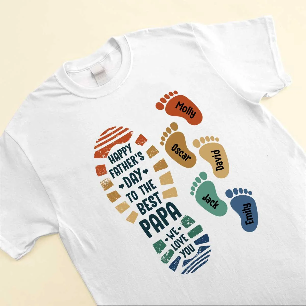 The Best Papa Grandpa Daddy Footprint Kids Personalized Shirt - Image 3