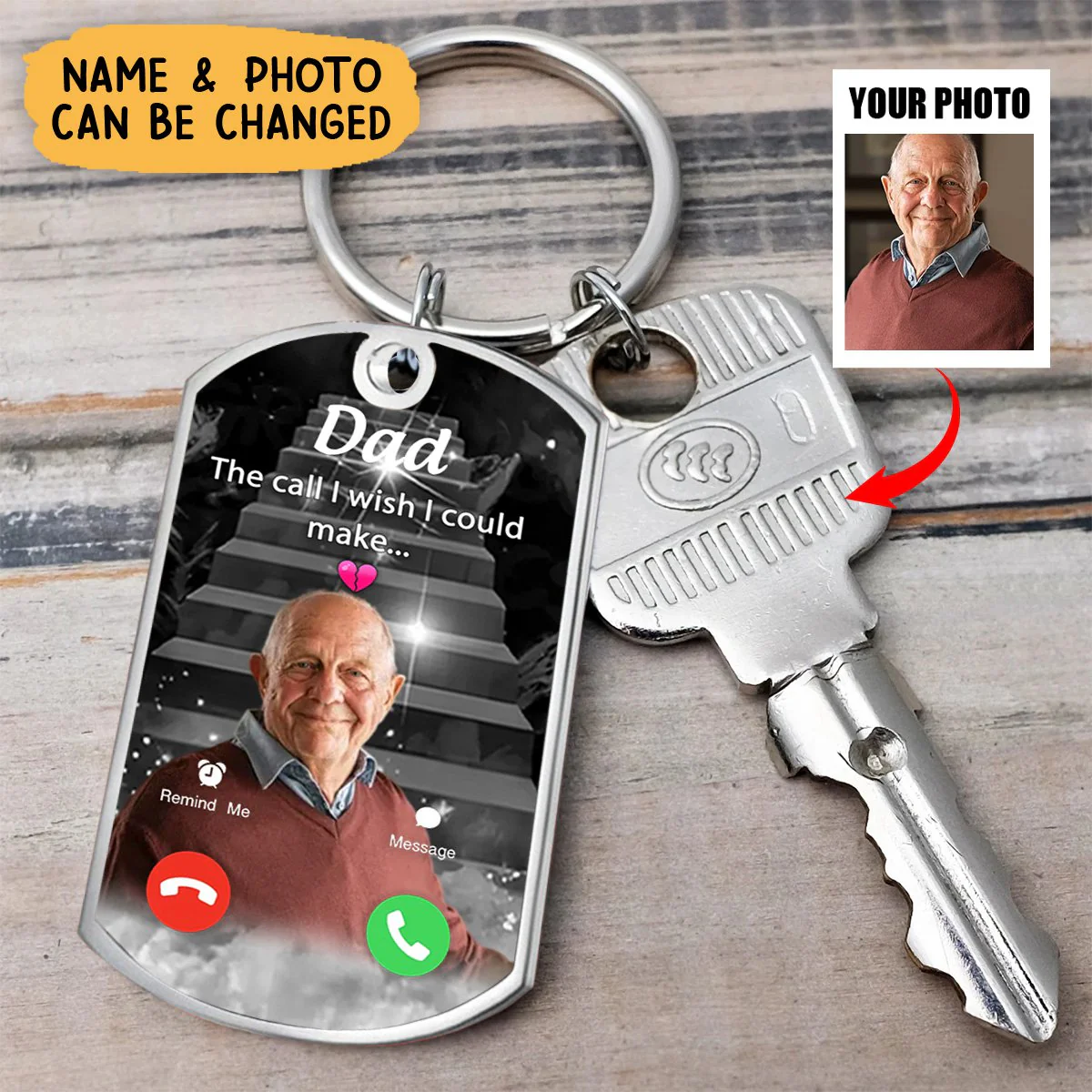 The Call I Wish I Could Make - Personalized Memorial Aluminum Keychain - Image 3
