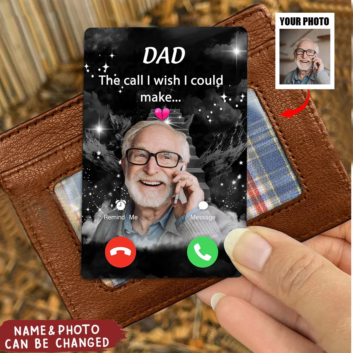 The Call I Wish I Could Make - Personalized Memorial Aluminum Wallet Card - Image 3