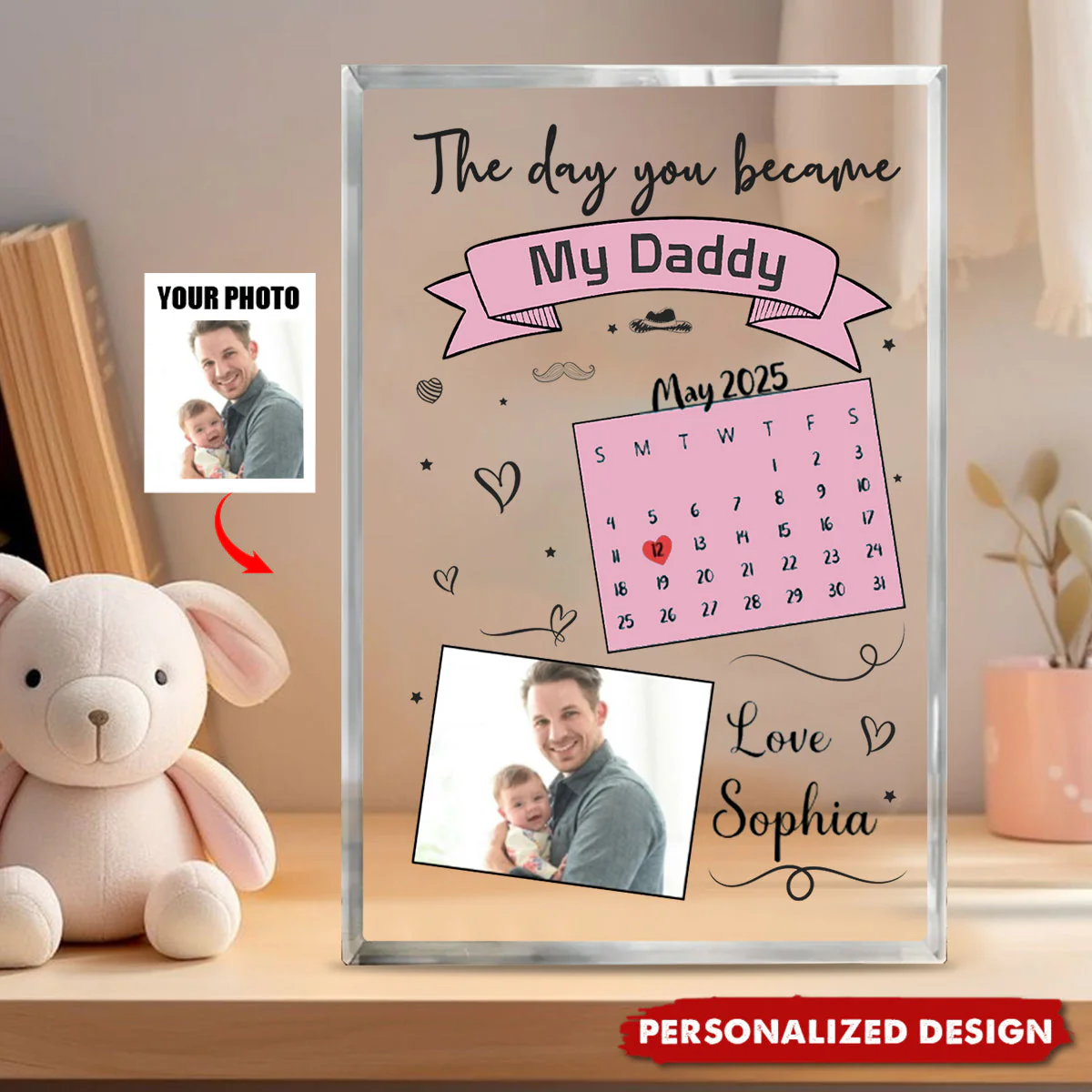 The Day You Became My Daddy - Personalized Acrylic Plaque - Image 2