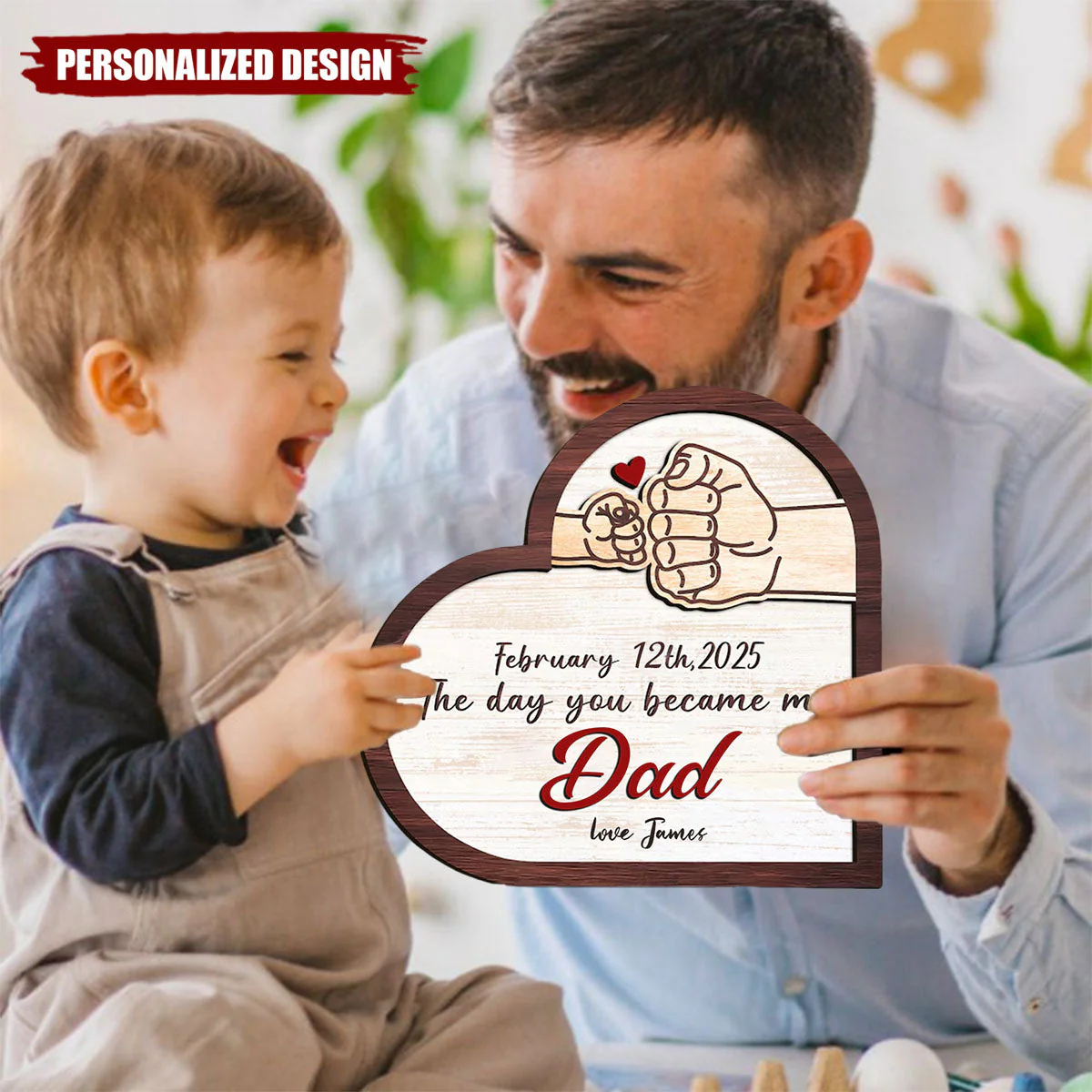 The Day You Became My Daddy - Personalized Wooden Sign - Image 2