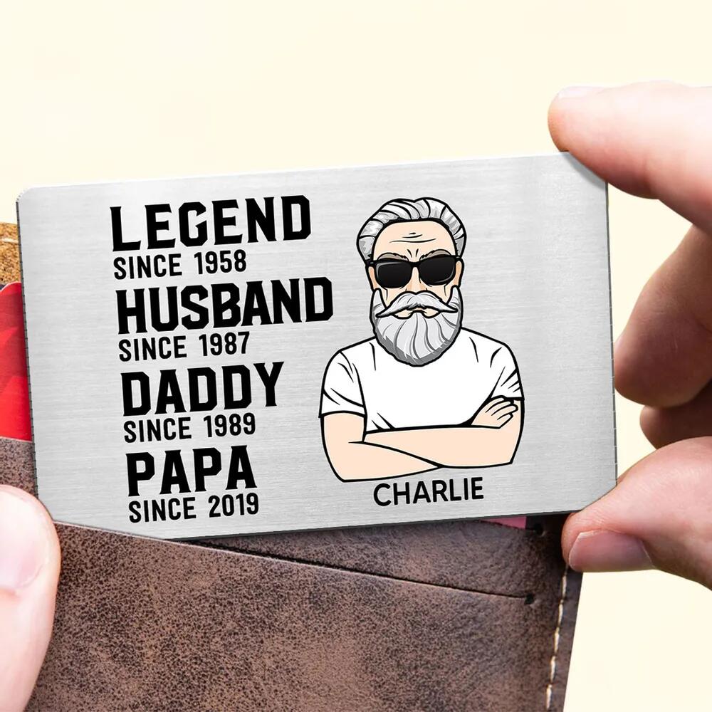 The Legend Grandpa Old Man Gift For Grandpa Personalized Metal Card - Image 2