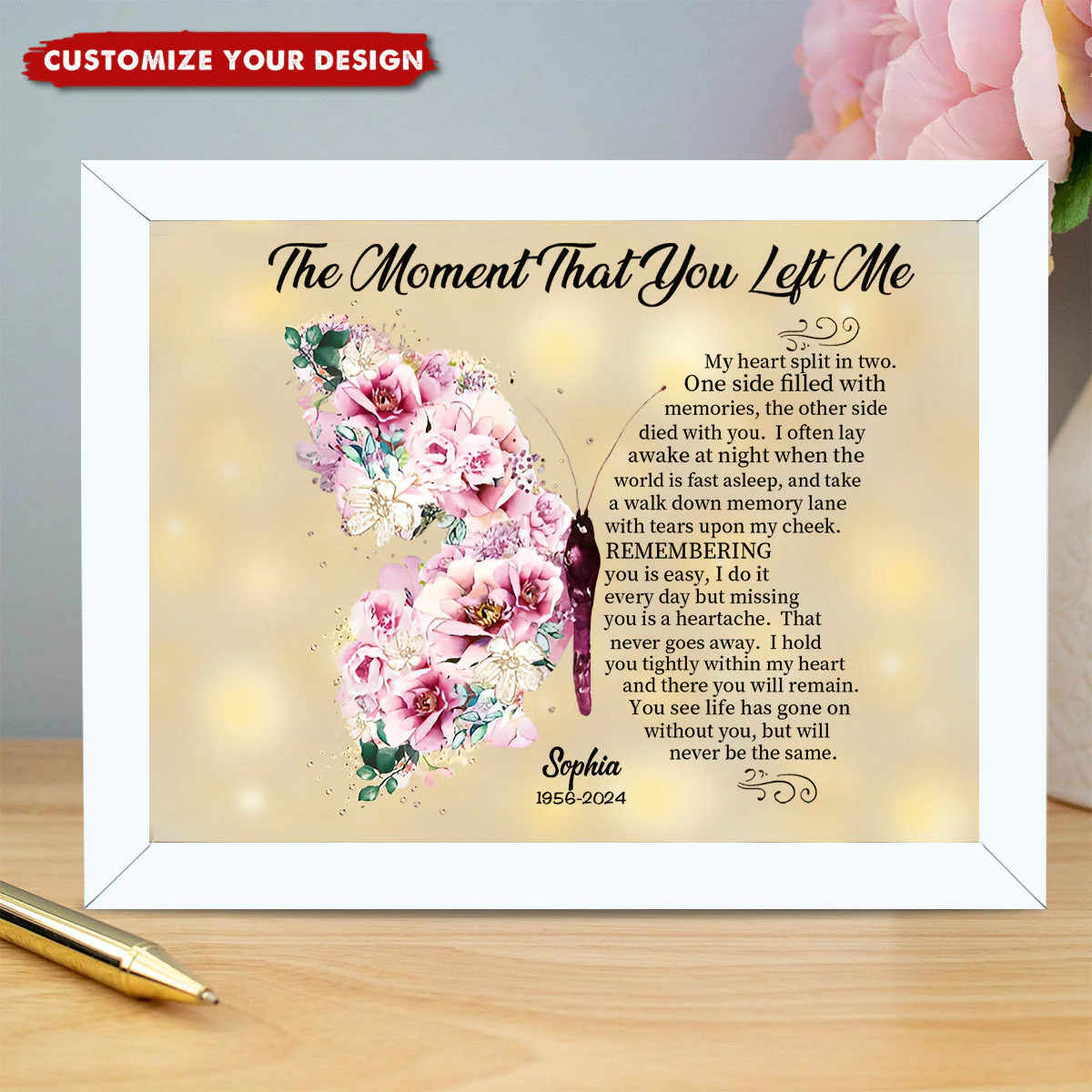 The Moment That You Left Me-Memorial Light Up Shadow Box - Image 2