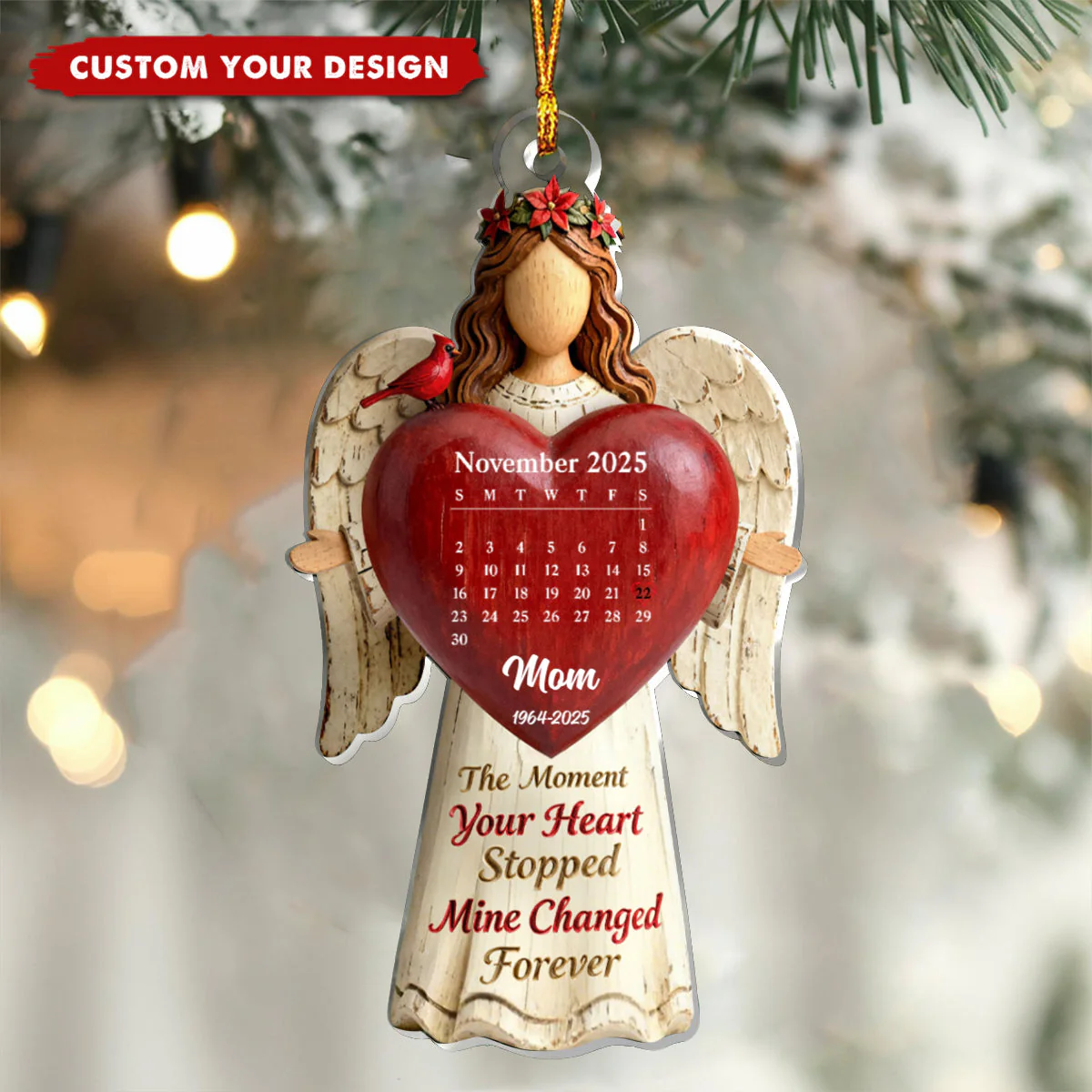 The Moment Your Heart Stopped - Personalized Angel Ornament - Image 2