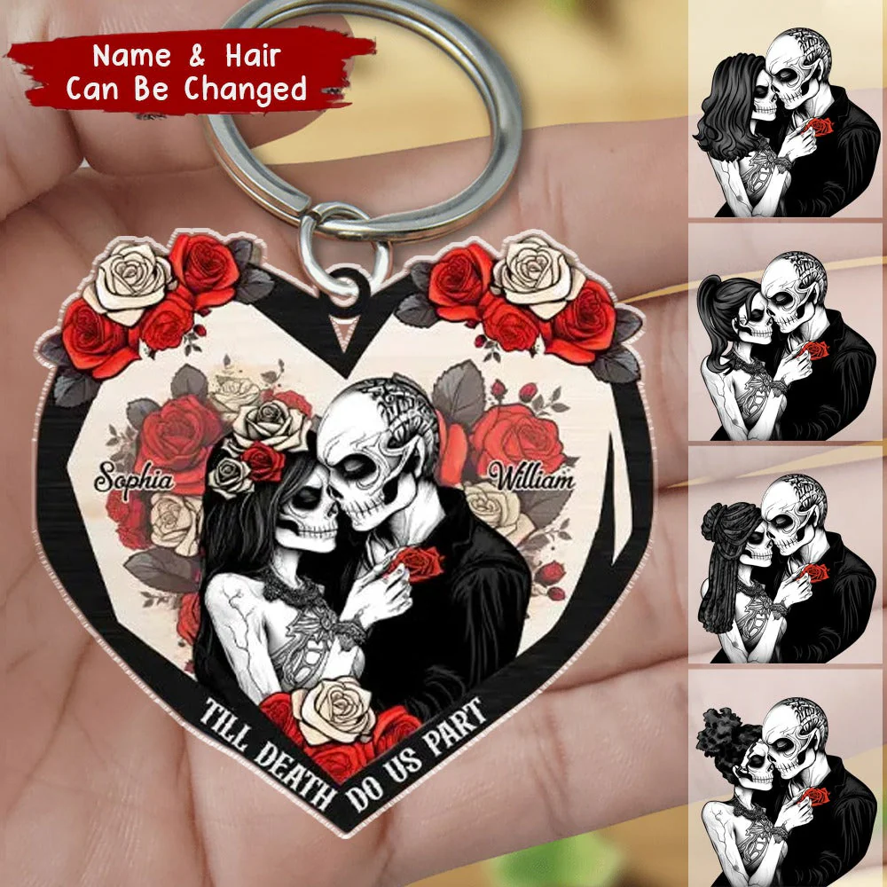 Til Death Do Us Part Couple Skull - Personalized Keychain - Image 2