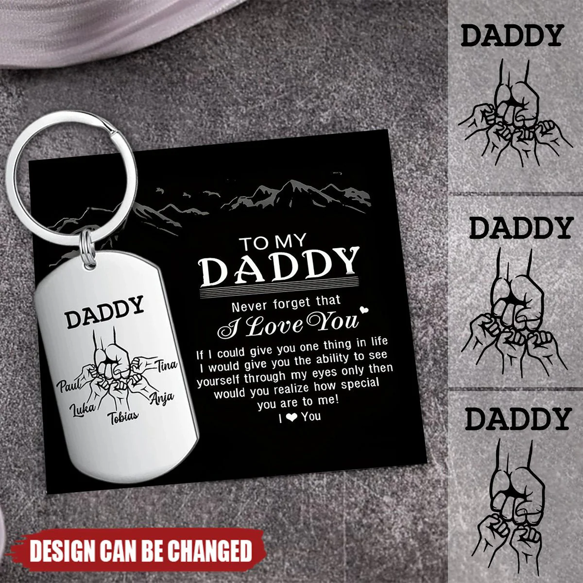 To My Daddy -Personalized Aluminum Keychain Gift for Daddy - Image 2