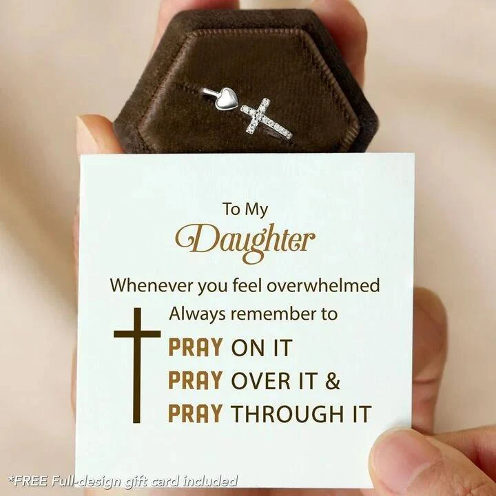 TO MY DAUGHTER PRAY CROSS & HEART RING - Image 7