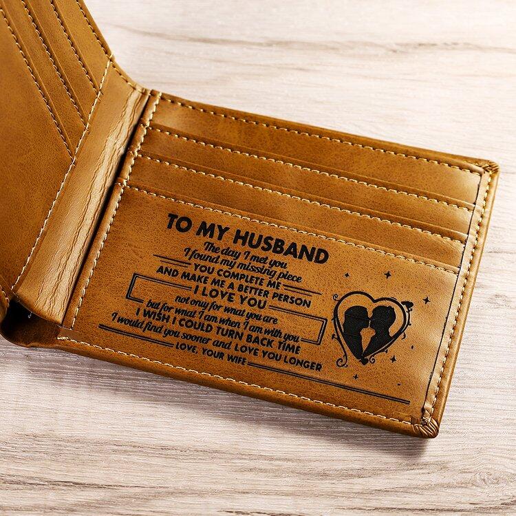 To My Husband Engraved Slim Bifold Leather Wallet - Image 2