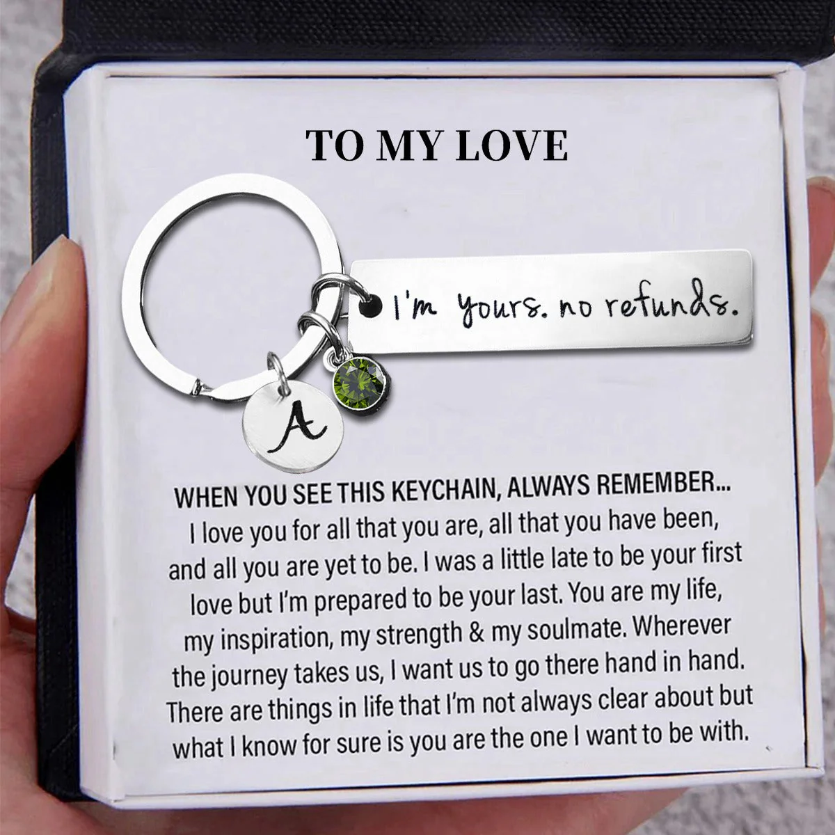 To My Love - Personalized Birthstone Couple Keychain - Image 2