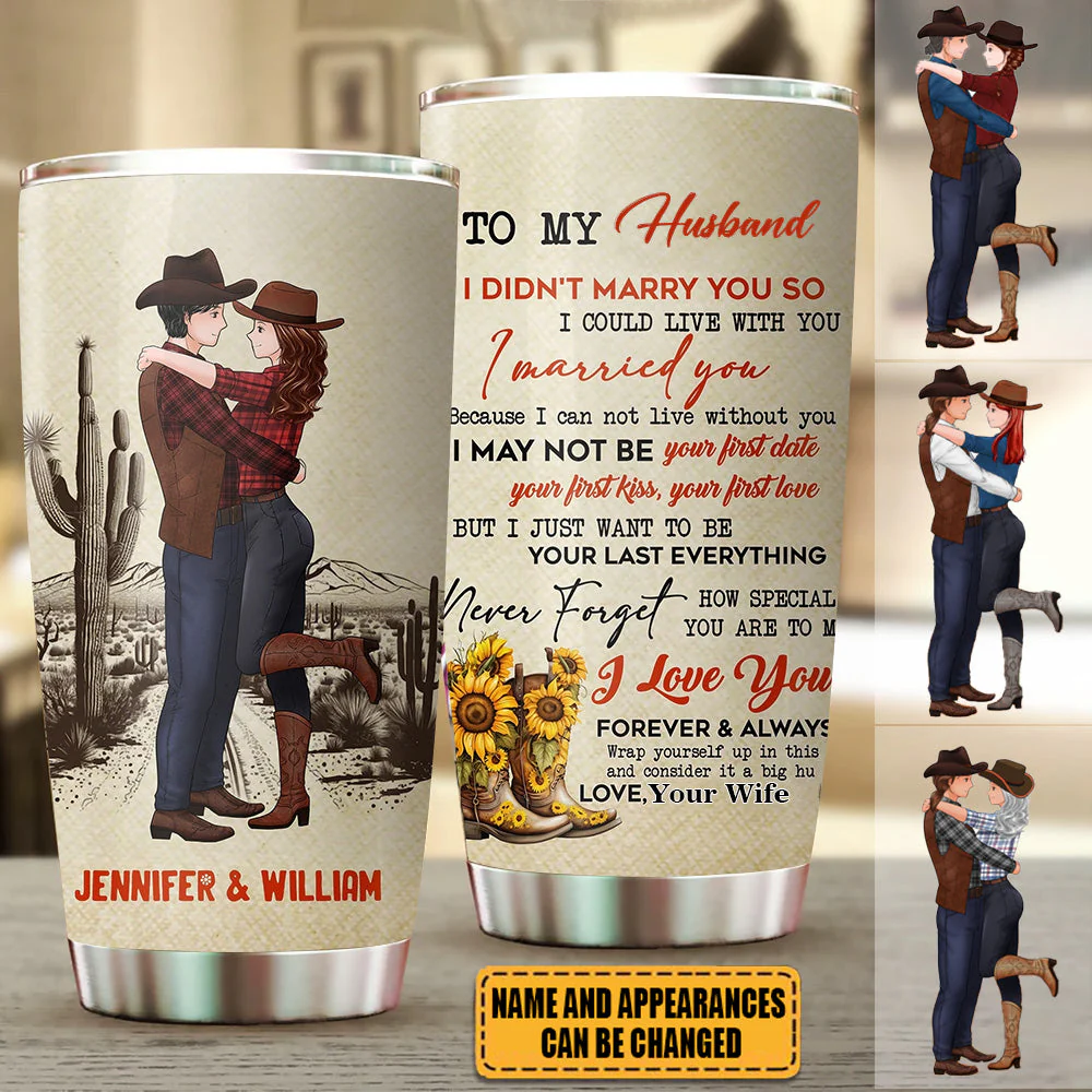 To My Wife I Love You Forever&Always -Personalized Cowboy Couple Tumbler - Image 3