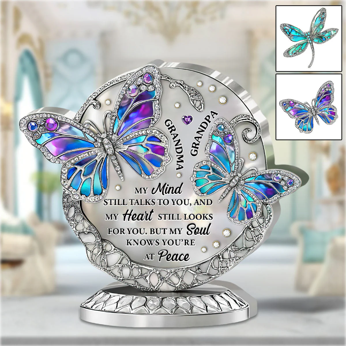 Two Souls One Flight - Personalized Memorial Acrylic Plaque - Image 2