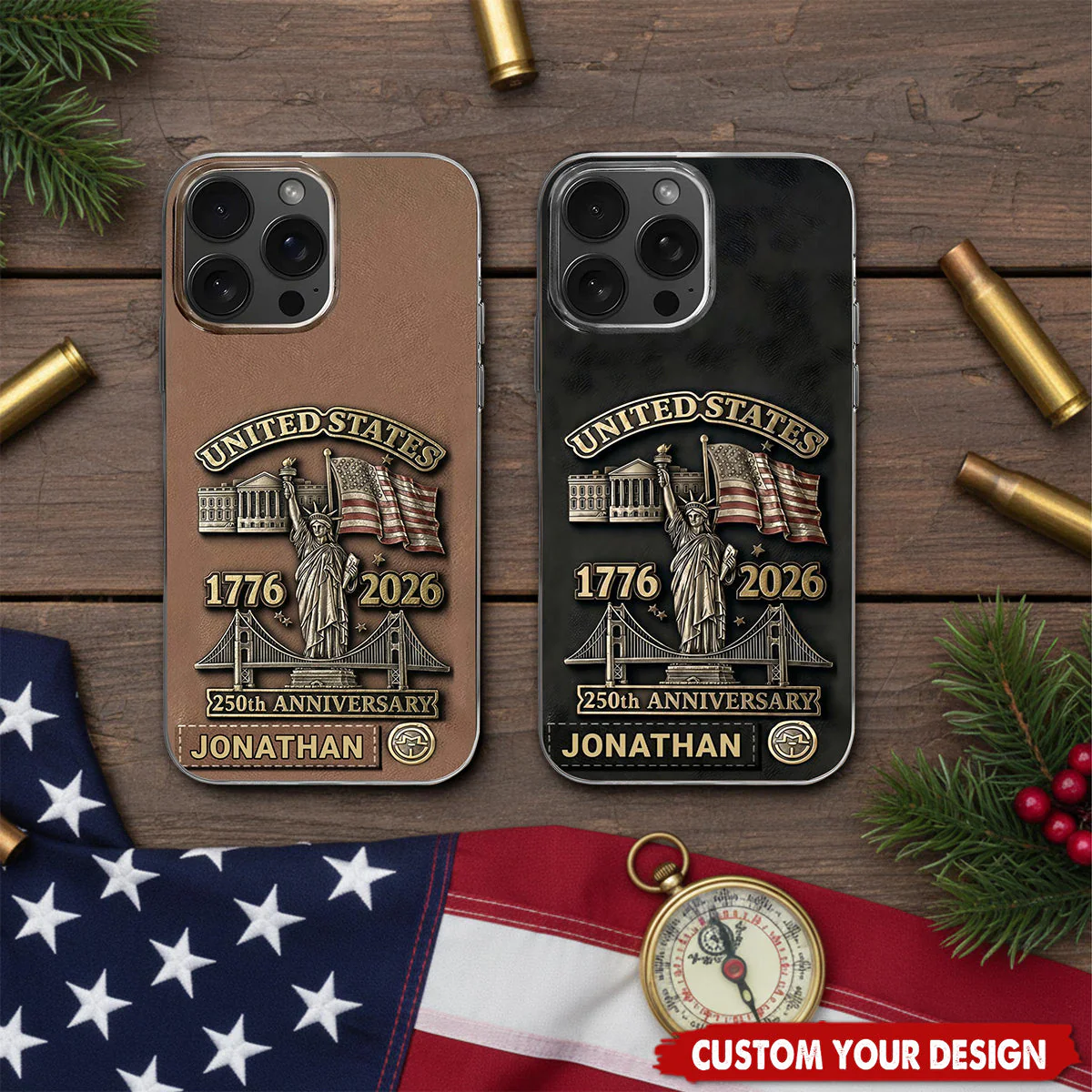 United States 250th Anniversary, Personalized Clear Phone Case - Image 2