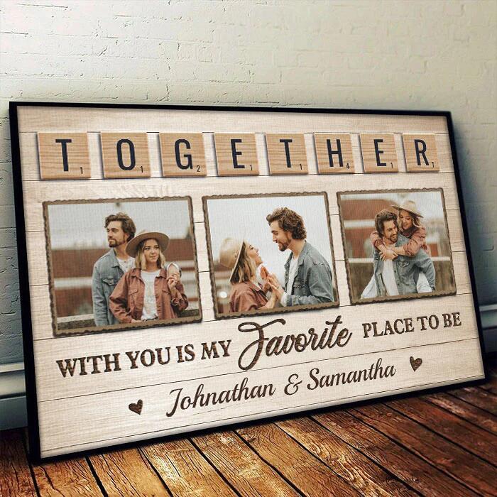 Upload Image, Gift For Couples, Husband Wife - Personalized Horizontal Poster - Image 2