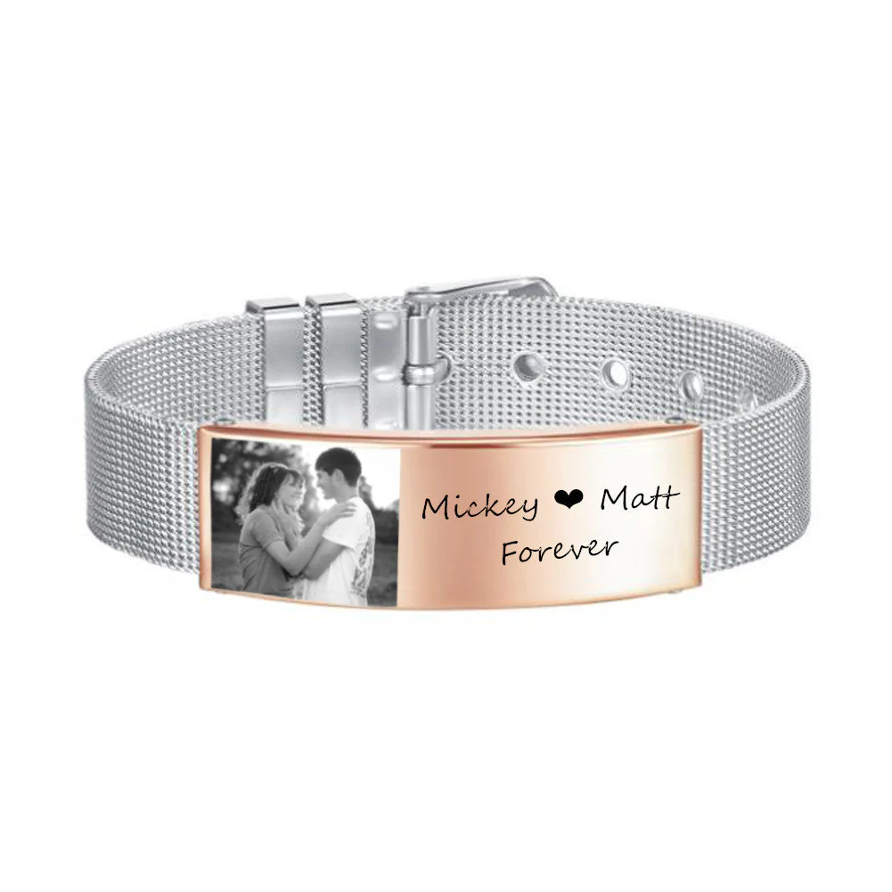 Upload Photo Forever Love Personalized Adjustable Bracelet - Image 2