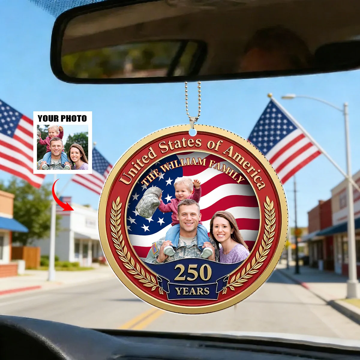USA 250th Anniversary Car Hanger-Upload Photo - Image 2