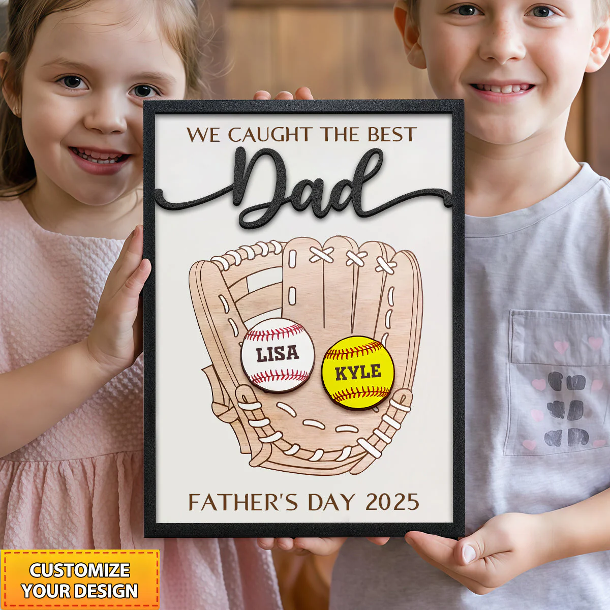 We Captured The Best Dad-Personalized Ball Wood Plaque, Gift For Dad - Image 2