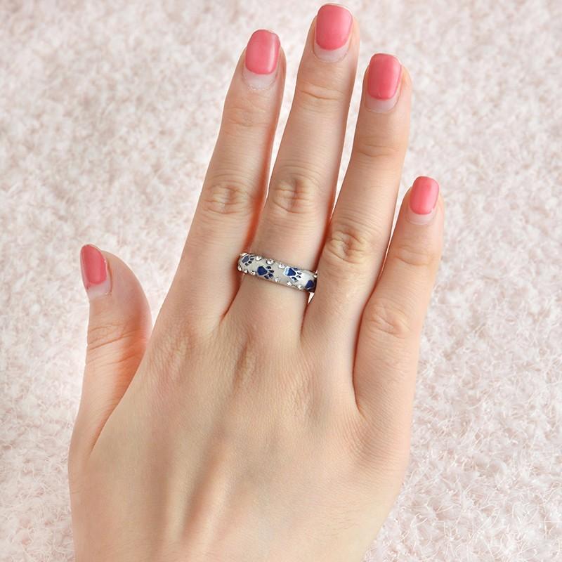 "When I Am with My Pet" Rhinestone Paw Ring - Image 3