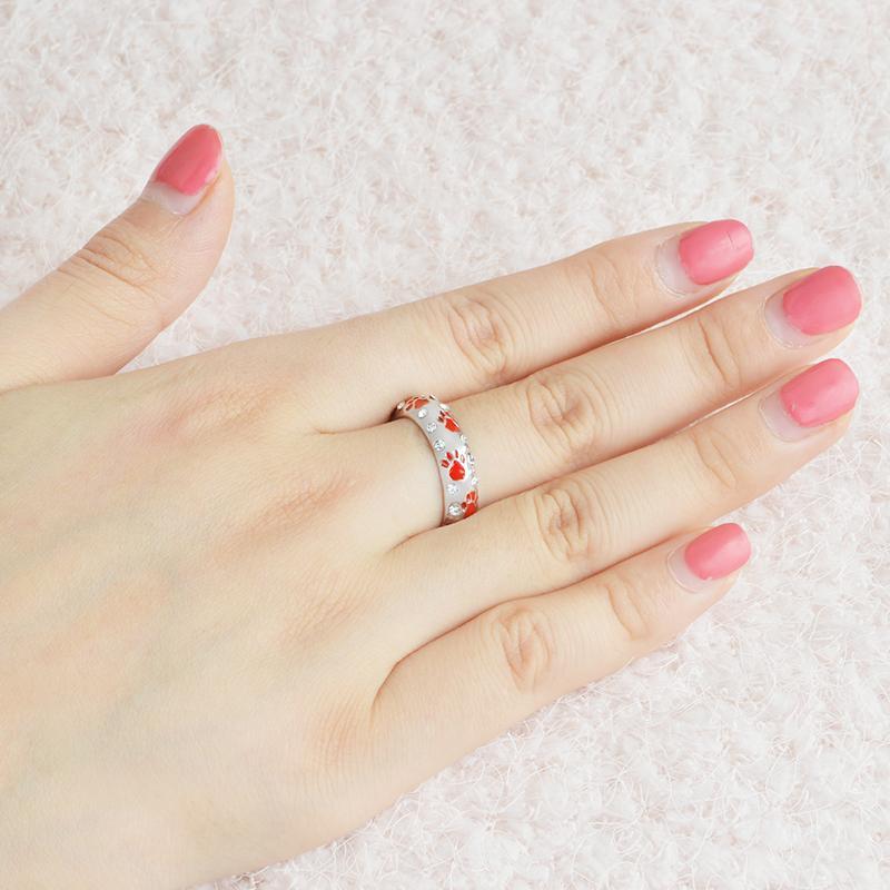 "When I Am with My Pet" Rhinestone Paw Ring - Image 7