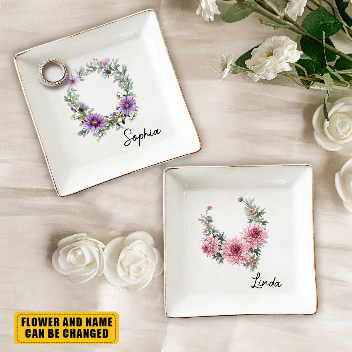 Where Flowers Bloom So Does Hope - Bestie Personalized Custom Jewelry Dish - Image 2