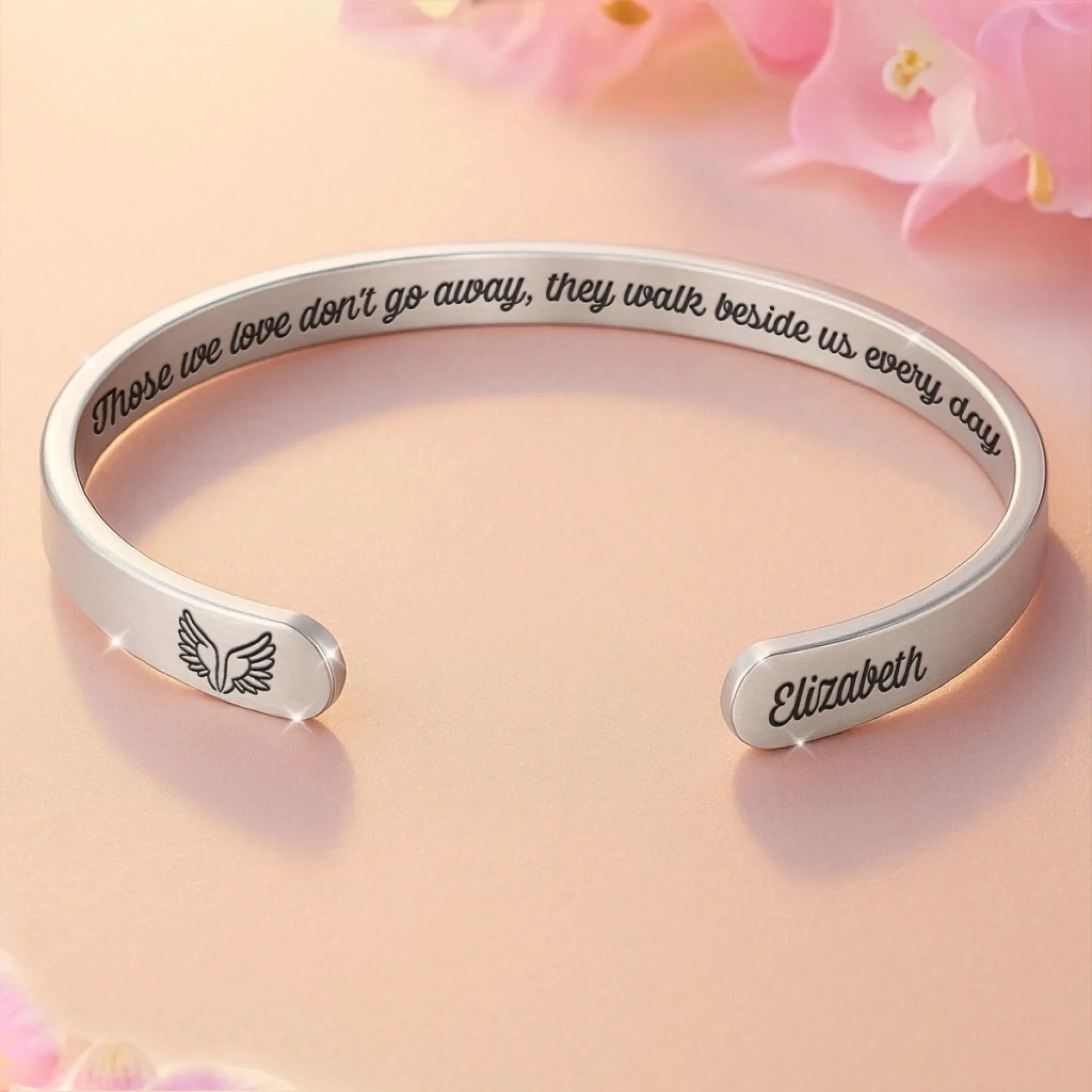 With Me Always - Memorial Personalized Custom Bangle Bracelet Cuffs - Image 3