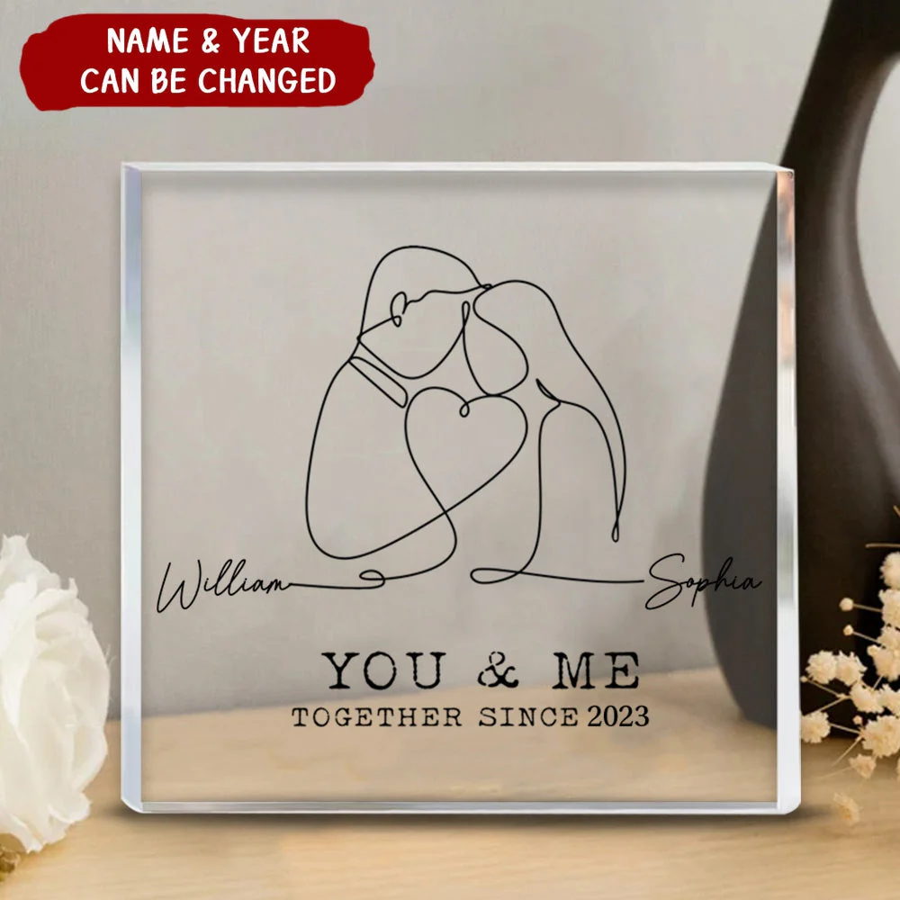 You & Me Together Since - Couple Personalized Custom Square Shaped Acrylic Plaque - Image 2