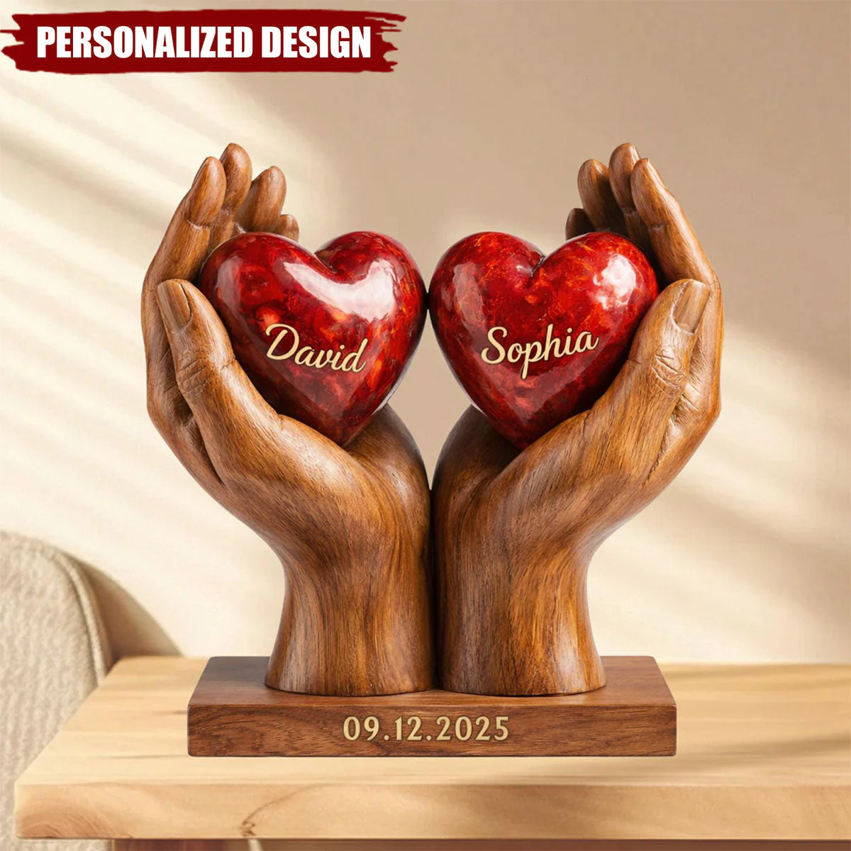 You & Me We Got This- Custom Name Couple Heart Plaque - Image 2