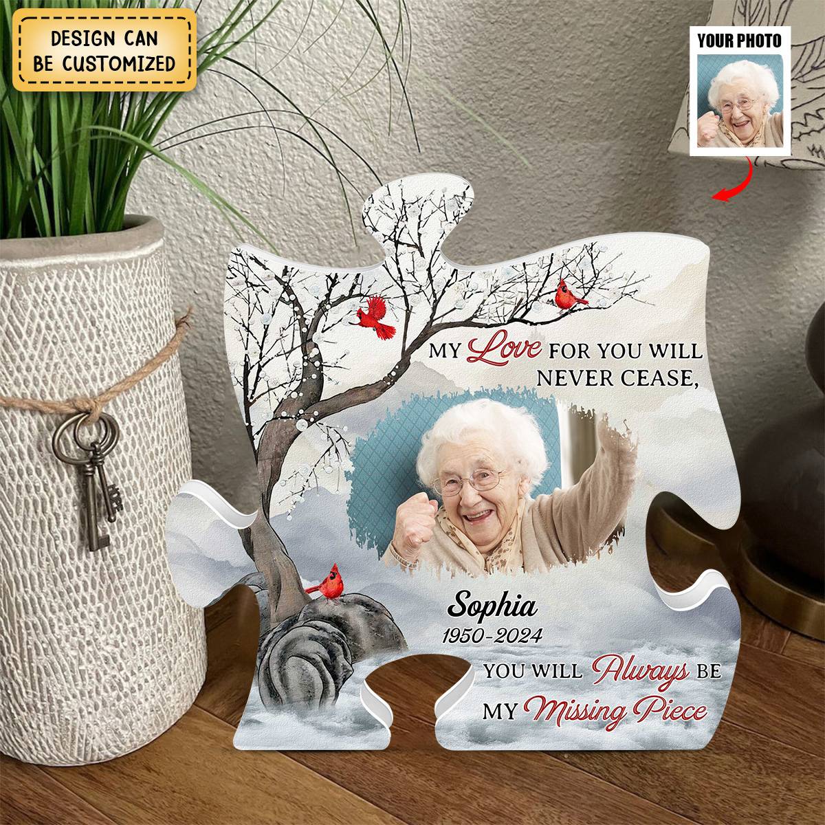 You Will Always Be Our Missing Piece - Personalized Puzzle Piece Acrylic Plaque - Image 2